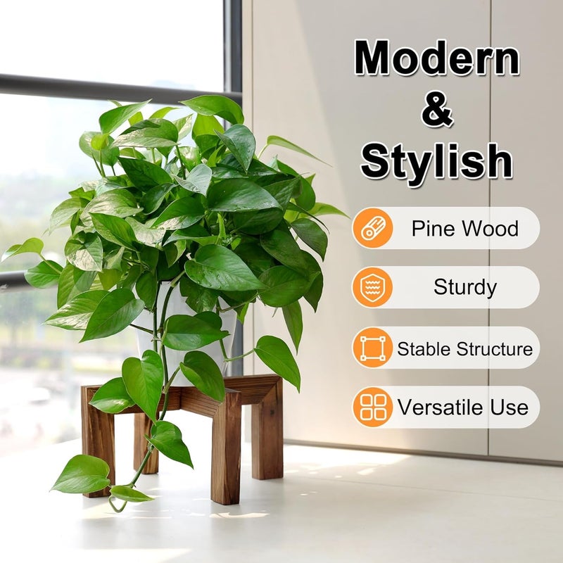 Vigordream Plant Stand, Indoor/Outdoor Wood Plant Holder, Single Flower Pot Stand, Sturdy Planter Stands, Fit 5-15 Inch Pots - Image 2